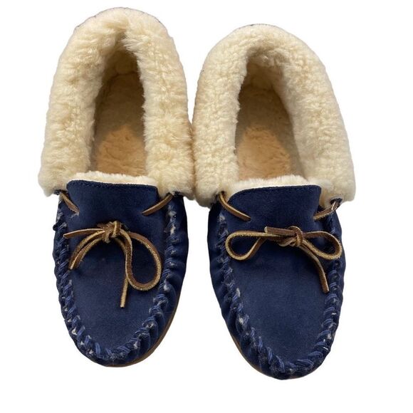 L.L. Bean Wicked Good Moccasins Slippers Blue - Picture 1 of 6